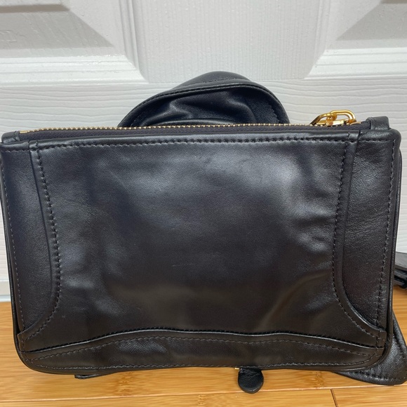 Moschino Black Leather Biker Bag/Clutch with Gold Accents - Picture 3 of 7